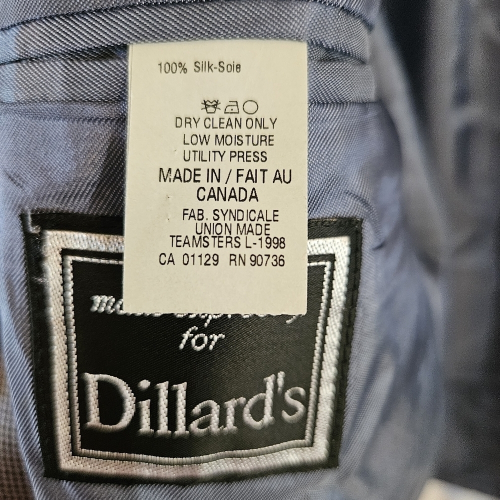 Ralph Ralph Lauren Silk Blue Gray Houndstooth Print Sport Coat Blazer Size 40R - Picture 3 of 15